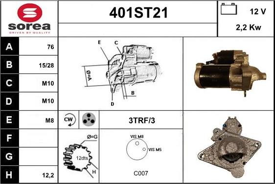 STARTCAR 401ST21 - Starteris www.autospares.lv