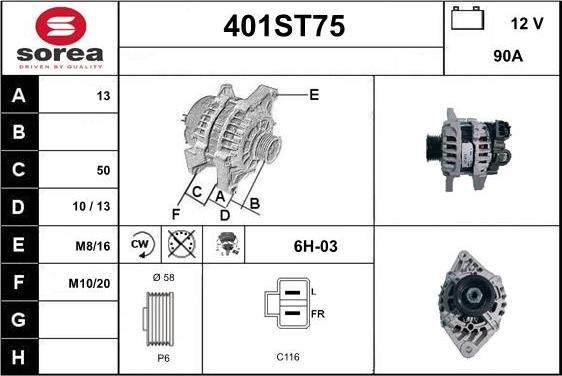 STARTCAR 401ST75 - Ģenerators www.autospares.lv