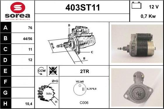 STARTCAR 403ST11 - Starteris autospares.lv