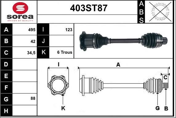 STARTCAR 403ST87 - Piedziņas vārpsta autospares.lv