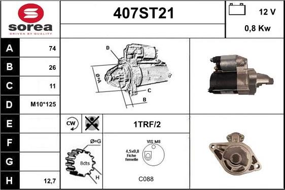 STARTCAR 407ST21 - Starter www.autospares.lv