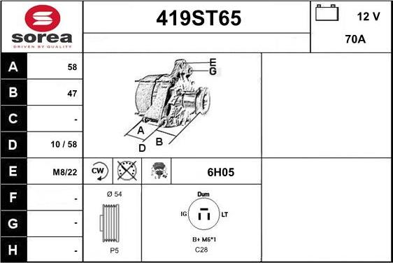 STARTCAR 419ST65 - Alternator www.autospares.lv