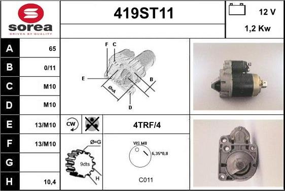 STARTCAR 419ST11 - Starter www.autospares.lv