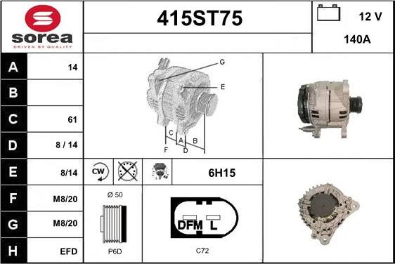 STARTCAR 415ST75 - Ģenerators autospares.lv