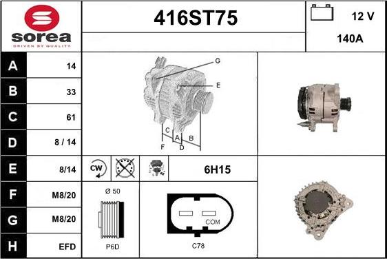 STARTCAR 416ST75 - Alternator www.autospares.lv