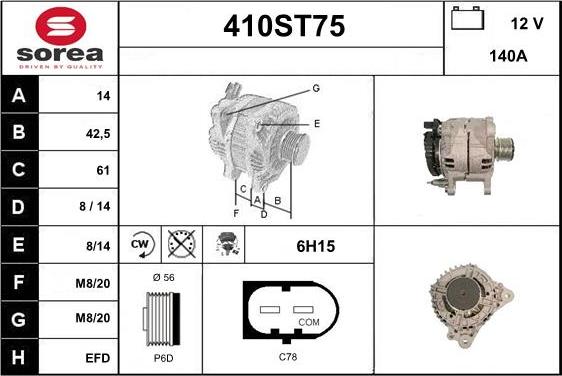 STARTCAR 410ST75 - Ģenerators www.autospares.lv