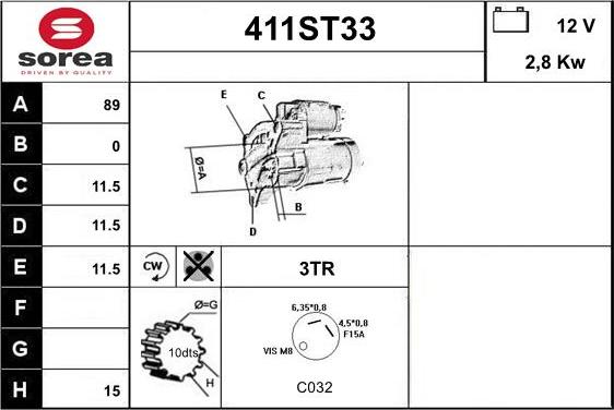 STARTCAR 411ST33 - Starteris autospares.lv