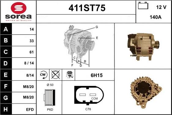 STARTCAR 411ST75 - Ģenerators www.autospares.lv