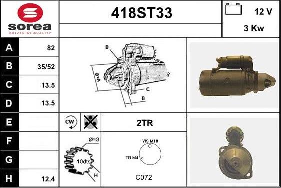 STARTCAR 418ST33 - Starteris www.autospares.lv