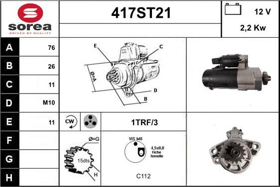 STARTCAR 417ST21 - Starteris autospares.lv