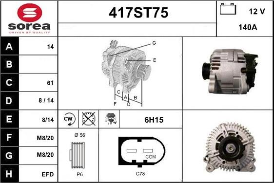 STARTCAR 417ST75 - Ģenerators autospares.lv