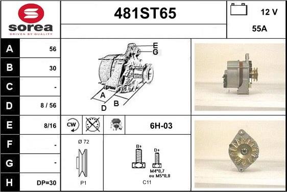 STARTCAR 481ST65 - Alternator www.autospares.lv