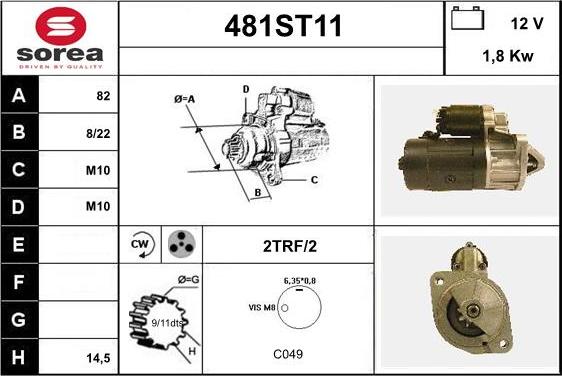 STARTCAR 481ST11 - Стартер www.autospares.lv