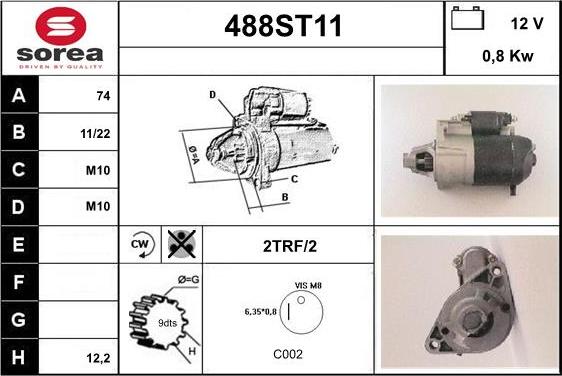 STARTCAR 488ST11 - Starteris www.autospares.lv