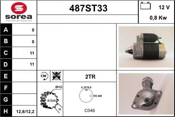 STARTCAR 487ST33 - Starter www.autospares.lv