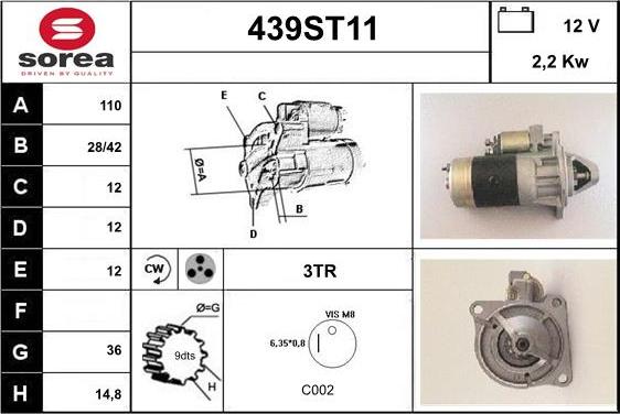 STARTCAR 439ST11 - Starteris autospares.lv