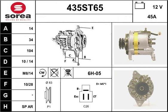 STARTCAR 435ST65 - Ģenerators autospares.lv