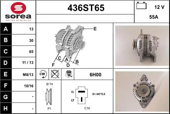 STARTCAR 436ST65 - Alternator www.autospares.lv