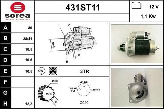 STARTCAR 431ST11 - Starteris autospares.lv