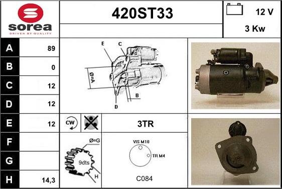 STARTCAR 420ST33 - Стартер www.autospares.lv