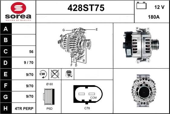 STARTCAR 428ST75 - Alternator www.autospares.lv