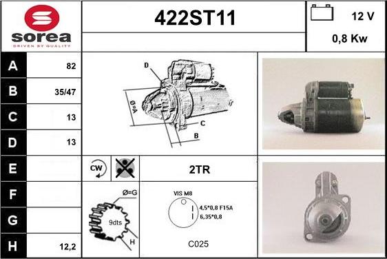 STARTCAR 422ST11 - Starteris autospares.lv