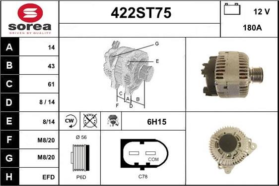 STARTCAR 422ST75 - Генератор www.autospares.lv