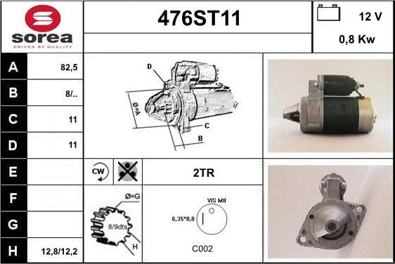 STARTCAR 476ST11 - Starter www.autospares.lv