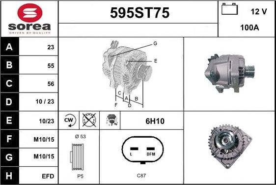 STARTCAR 595ST75 - Ģenerators autospares.lv