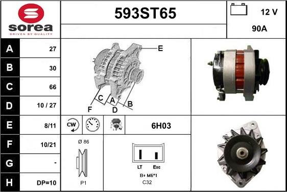 STARTCAR 593ST65 - Ģenerators www.autospares.lv