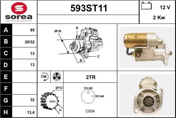 STARTCAR 593ST11 - Starteris www.autospares.lv