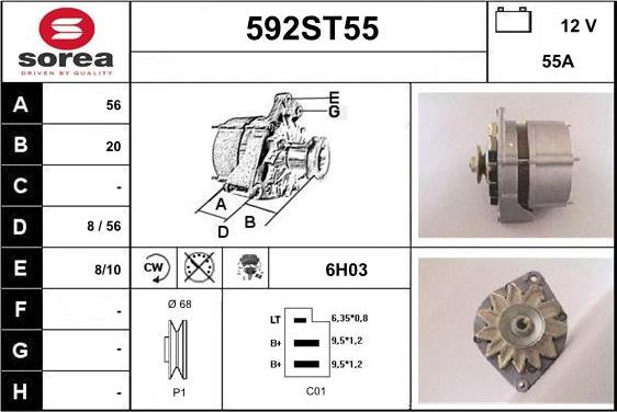 STARTCAR 592ST55 - Ģenerators autospares.lv