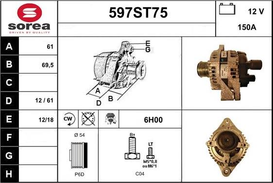 STARTCAR 597ST75 - Ģenerators autospares.lv