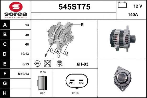 STARTCAR 545ST75 - Генератор www.autospares.lv