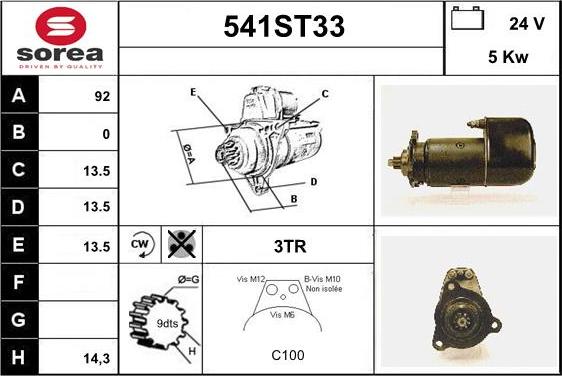 STARTCAR 541ST33 - Starteris www.autospares.lv