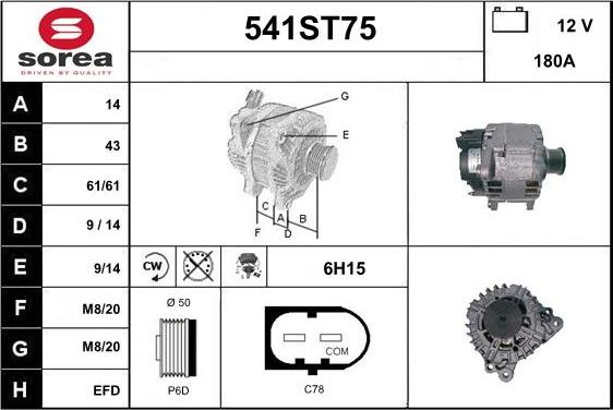 STARTCAR 541ST75 - Alternator www.autospares.lv