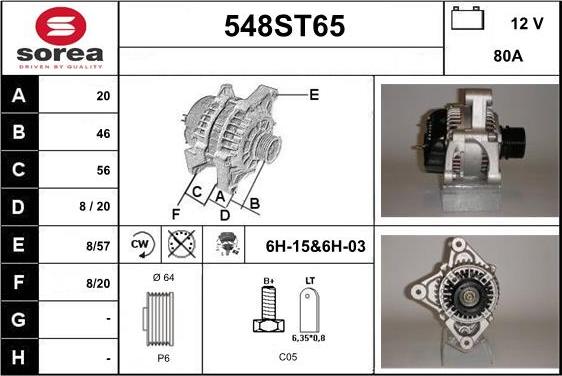 STARTCAR 548ST65 - Ģenerators www.autospares.lv