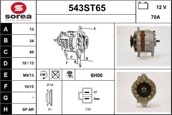 STARTCAR 543ST65 - Ģenerators autospares.lv