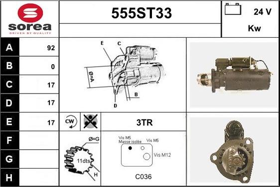 STARTCAR 555ST33 - Starter www.autospares.lv