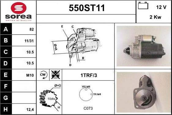 STARTCAR 550ST11 - Стартер www.autospares.lv