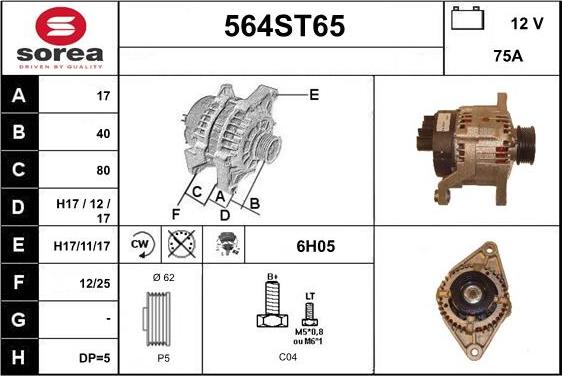 STARTCAR 564ST65 - Alternator www.autospares.lv