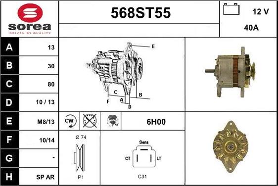 STARTCAR 568ST55 - Ģenerators autospares.lv