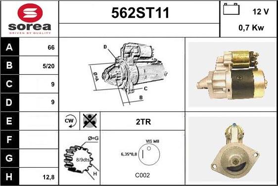 STARTCAR 562ST11 - Starteris autospares.lv