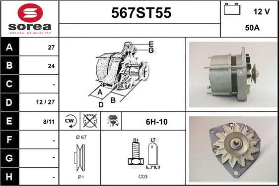 STARTCAR 567ST55 - Ģenerators autospares.lv