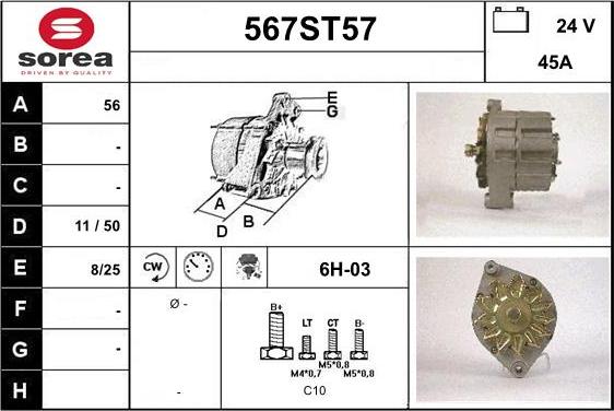 STARTCAR 567ST57 - Генератор www.autospares.lv