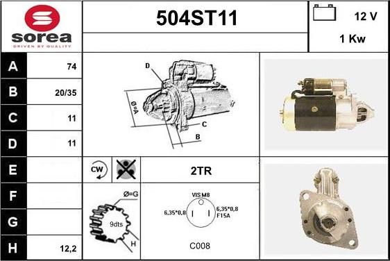 STARTCAR 504ST11 - Starteris autospares.lv