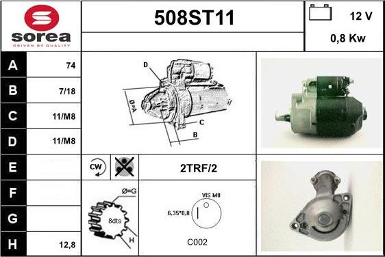 STARTCAR 508ST11 - Starteris www.autospares.lv