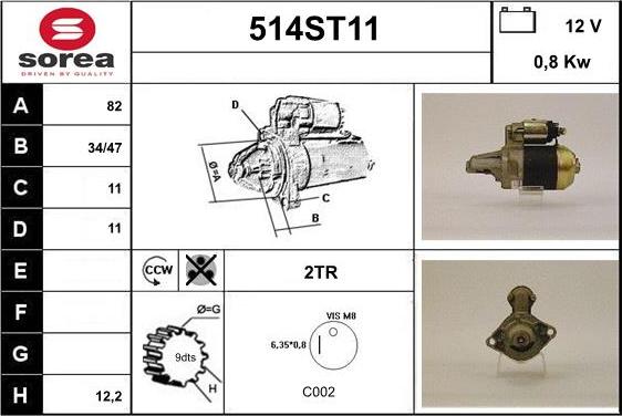 STARTCAR 514ST11 - Стартер www.autospares.lv