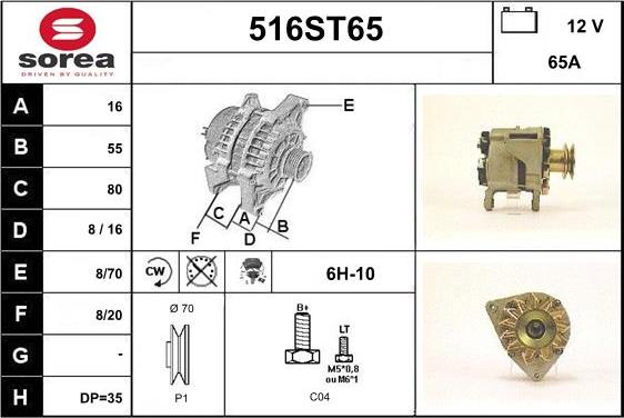 STARTCAR 516ST65 - Ģenerators autospares.lv