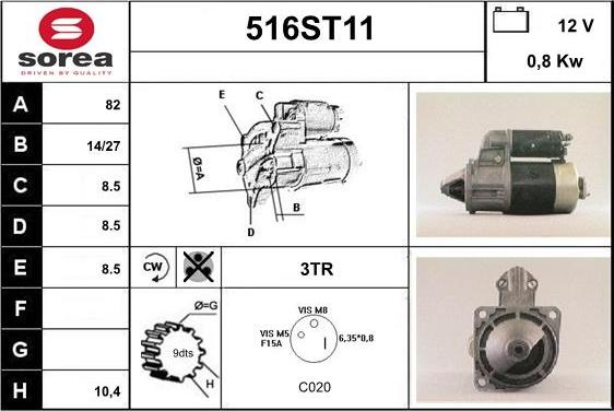 STARTCAR 516ST11 - Starteris autospares.lv